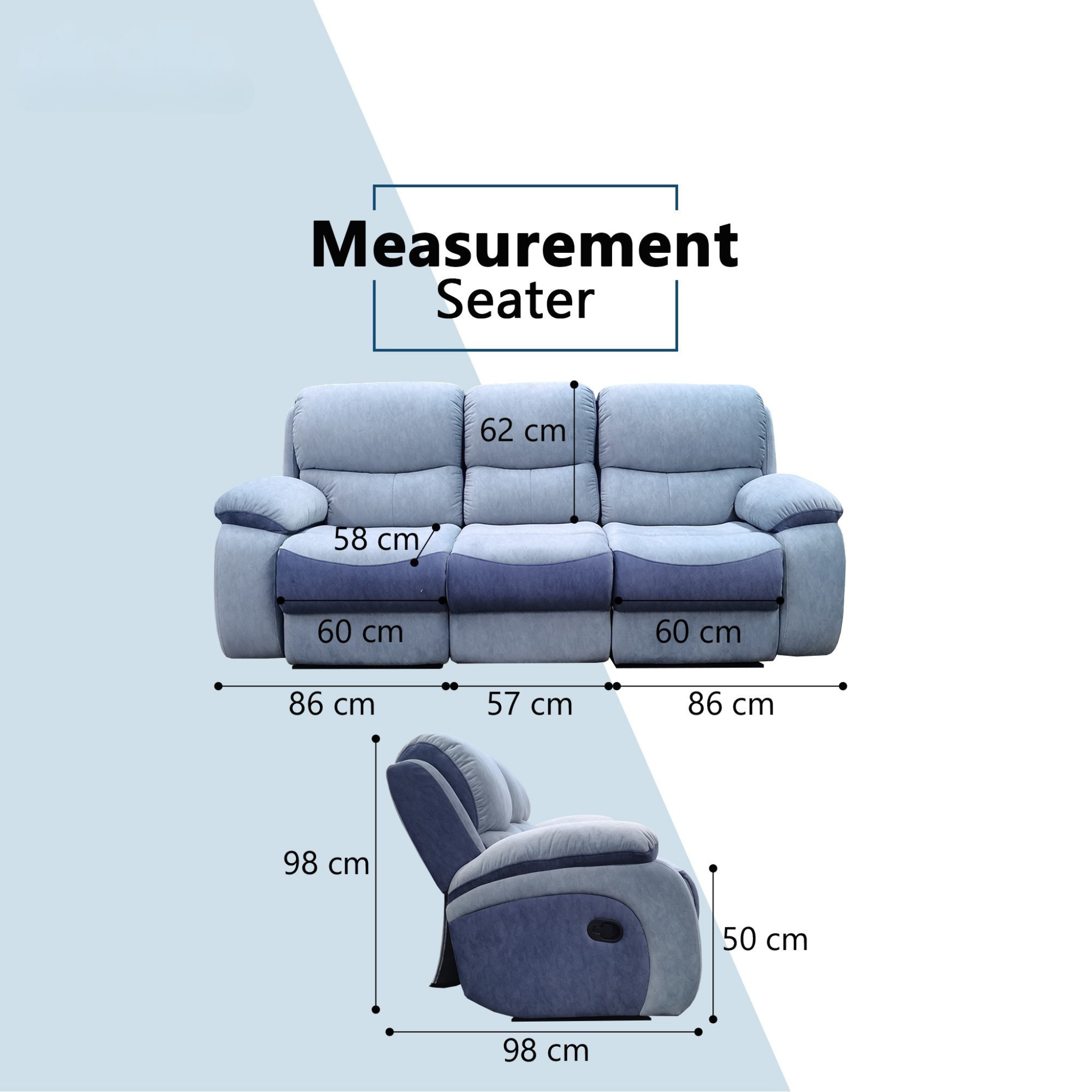 Sylva Fabric Recliner Sofa (Pet Friendly & Easy Clean)