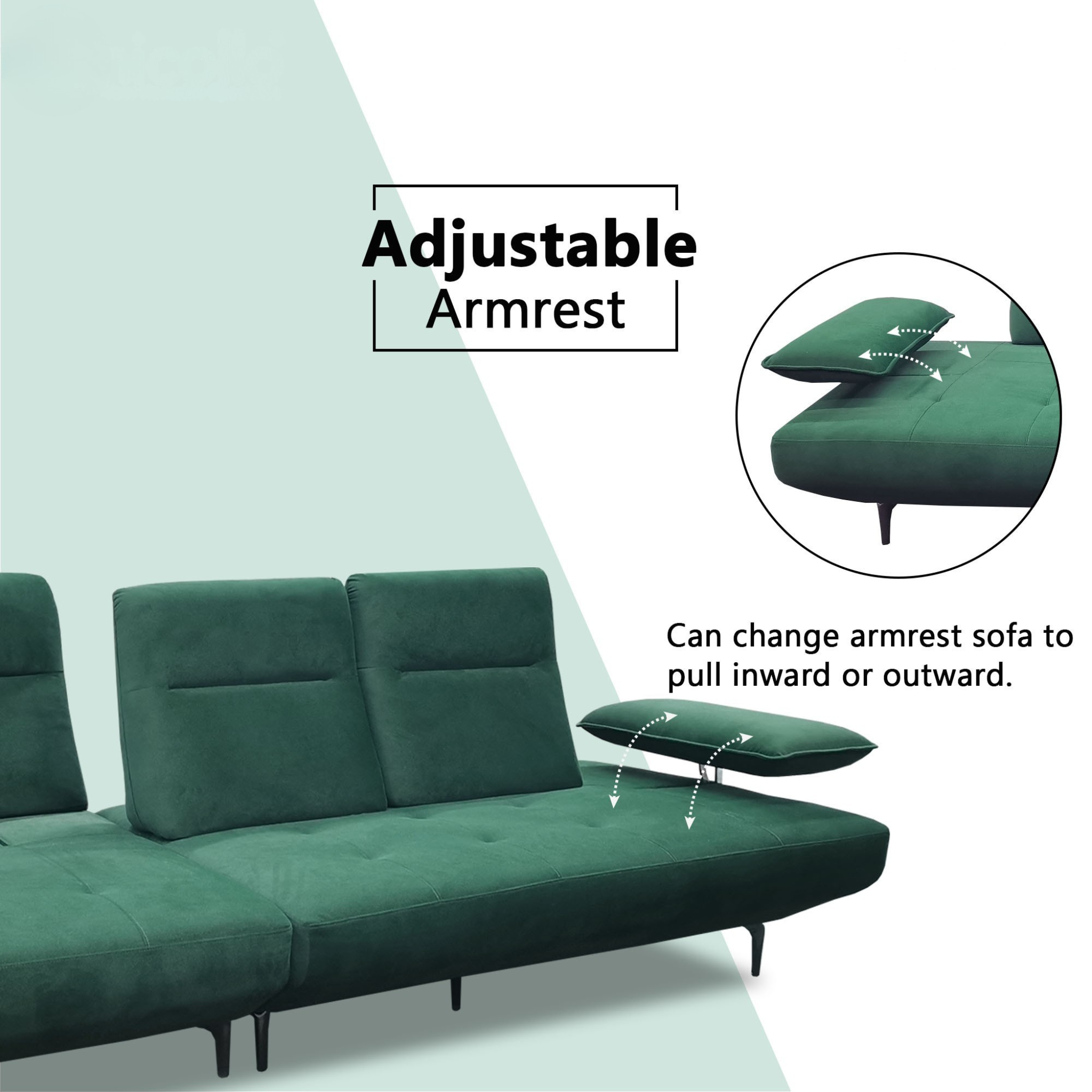 Arvel Fabric Adjustable Backrest & Armrest Sofa (Pet Friendly & Easy Clean)