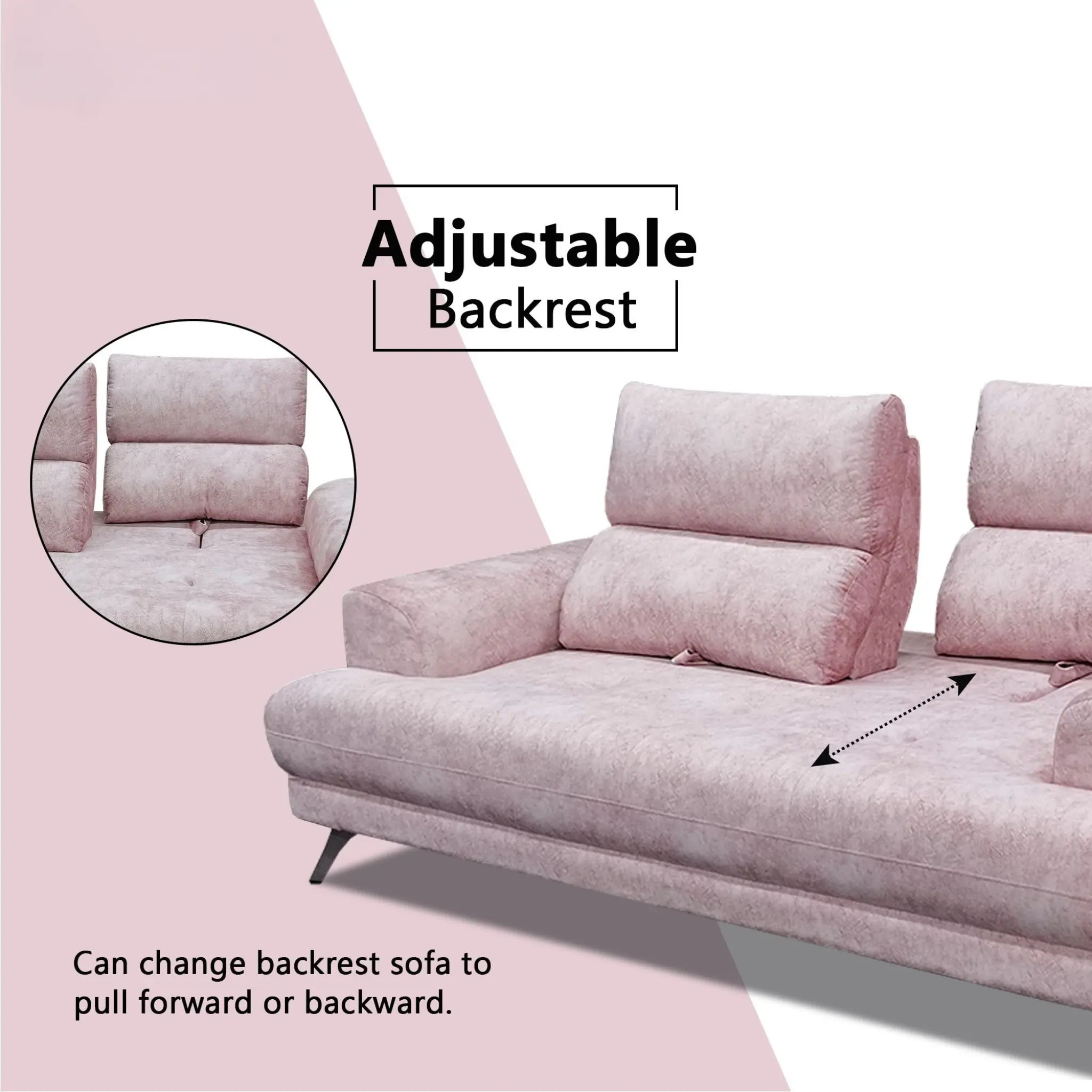 Corren Fabric Adjustable Backrest Sofa (Pet Friendly & Easy Clean) KH