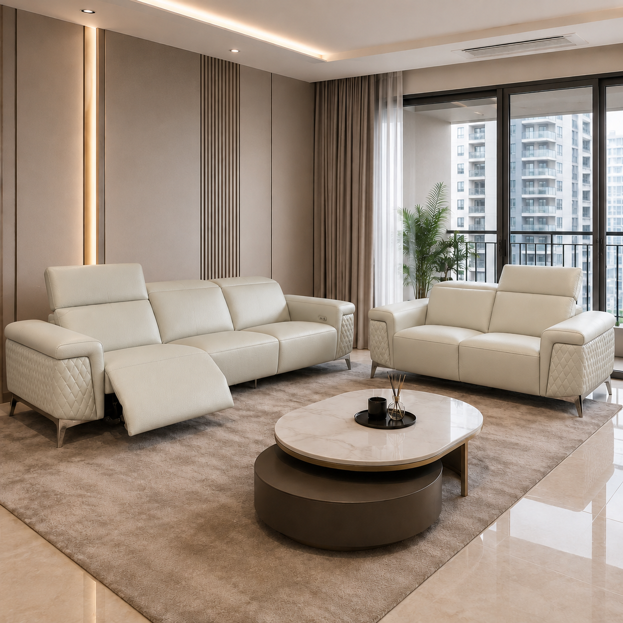 Zorvane Genuine Leather Recliner Sofa MB