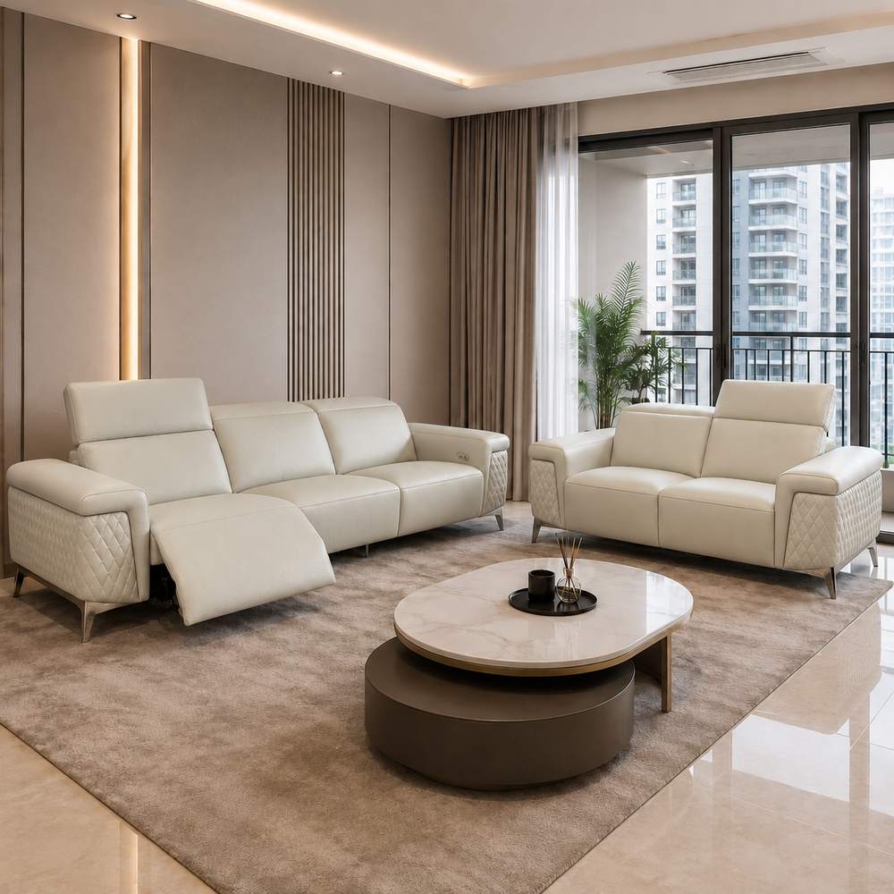 Zorvane Genuine Leather Recliner Sofa MB