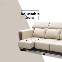 Xoryn Fabric Adjustable Headrest L-Shaped Slider Sofa (Pet Friendly & Easy Clean) KH