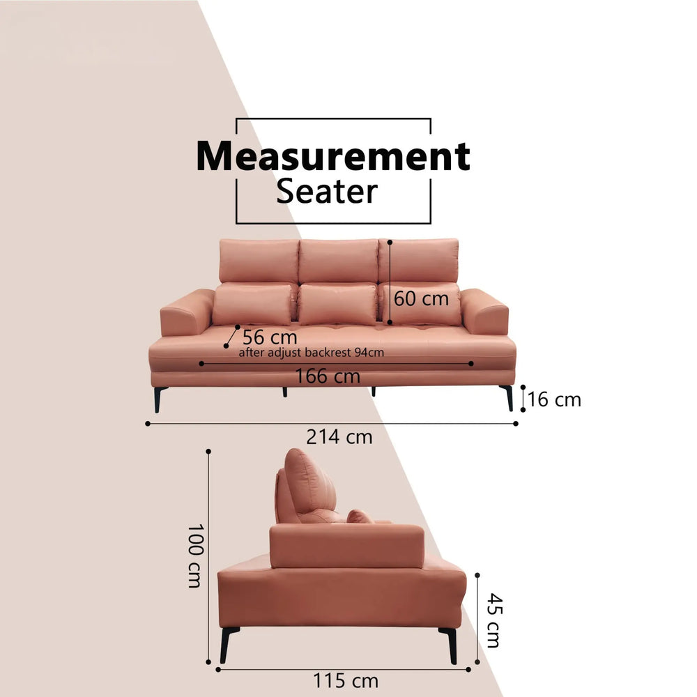 Veymar Fabric Adjustable Backrest Sofa (Pet Friendly & Easy Clean) KH