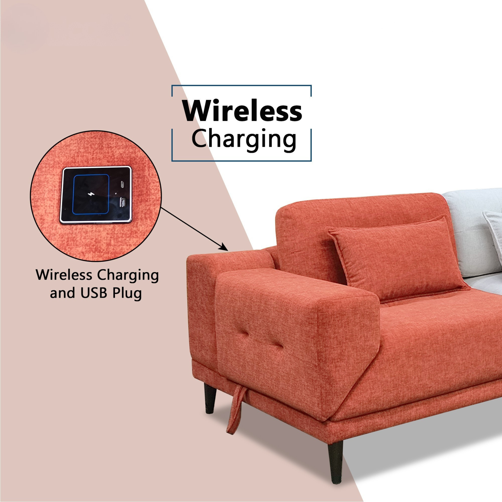 Ryval Fabric Adjustable Backrest & Armrest Sectional Sofa (Pet Friendly & Easy Clean)