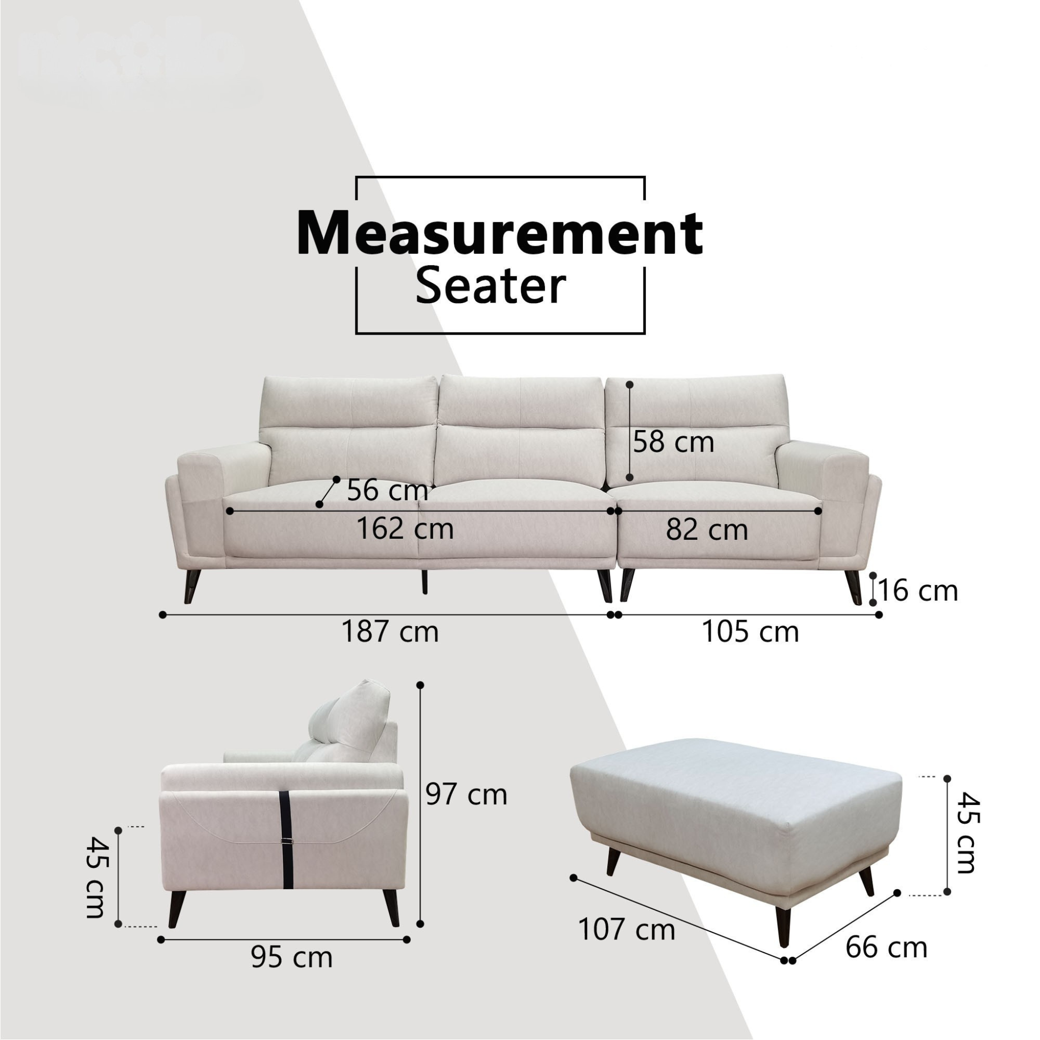 Trevi Fabric Sofa (Pet Friendly & Easy Clean)