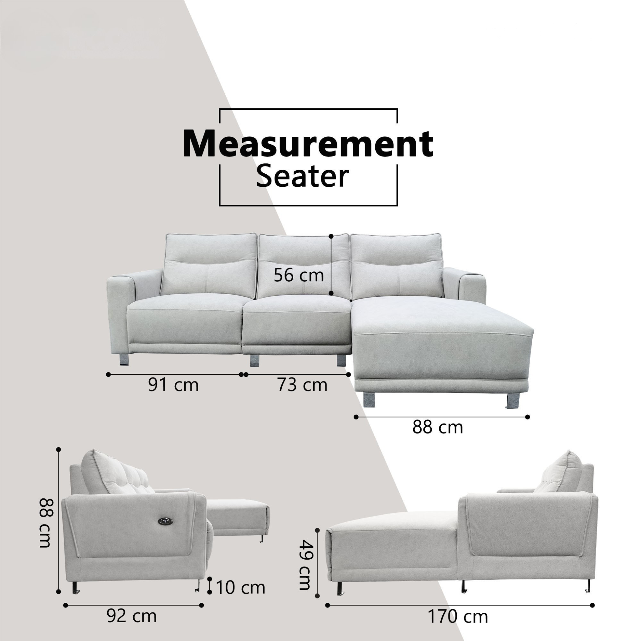 Korrel Fabric Recliner L-Shaped Sofa (Pet Friendly & Easy Clean)