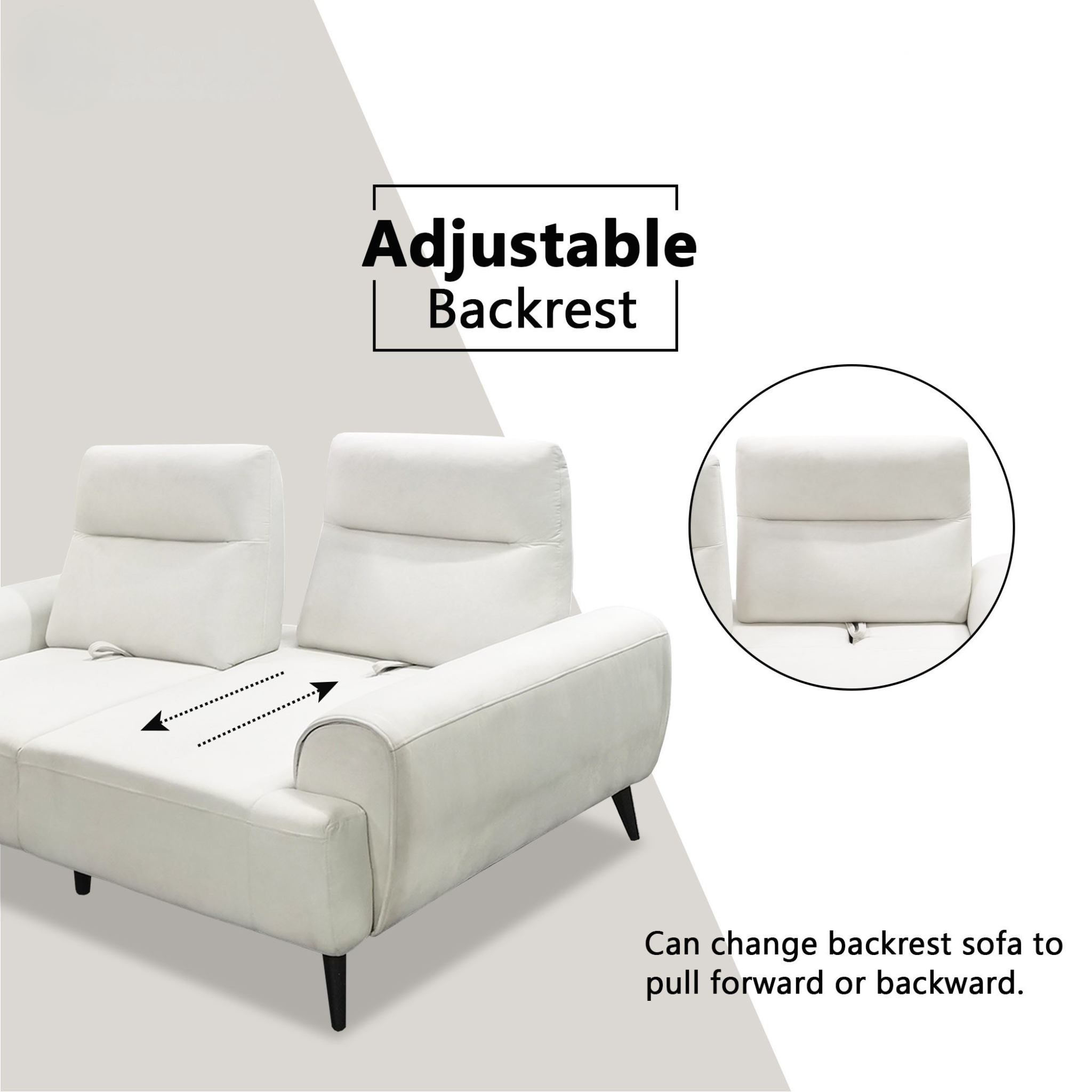 Brylor Fabric Adjustable Backrest Sofa (Pet Friendly & Easy Clean)