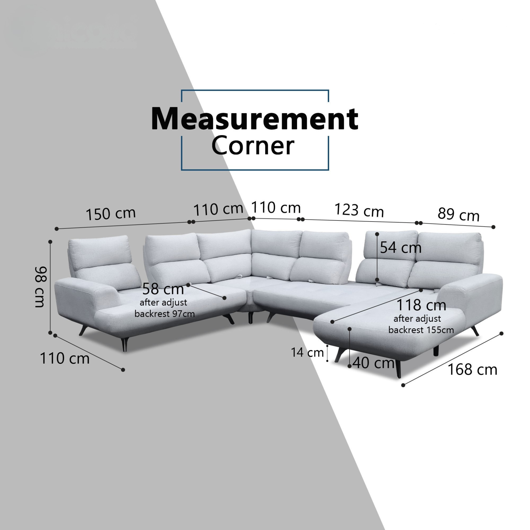 Nyros Fabric Adjustable Backrest L-Shaped Corner Sofa (Sectional) (Pet Friendly & Easy Clean)