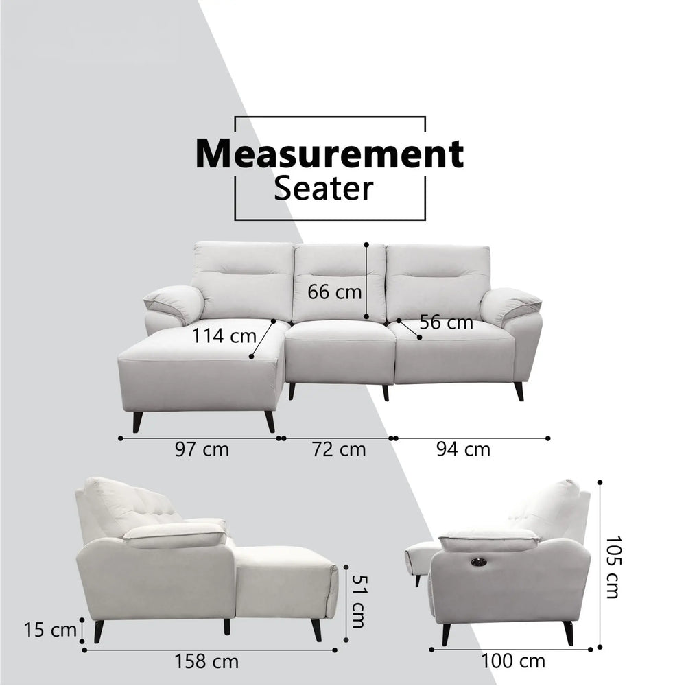 Ardyn Fabric Recliner L-Shaped Sofa (Pet Friendly & Easy Clean) - Esteller
