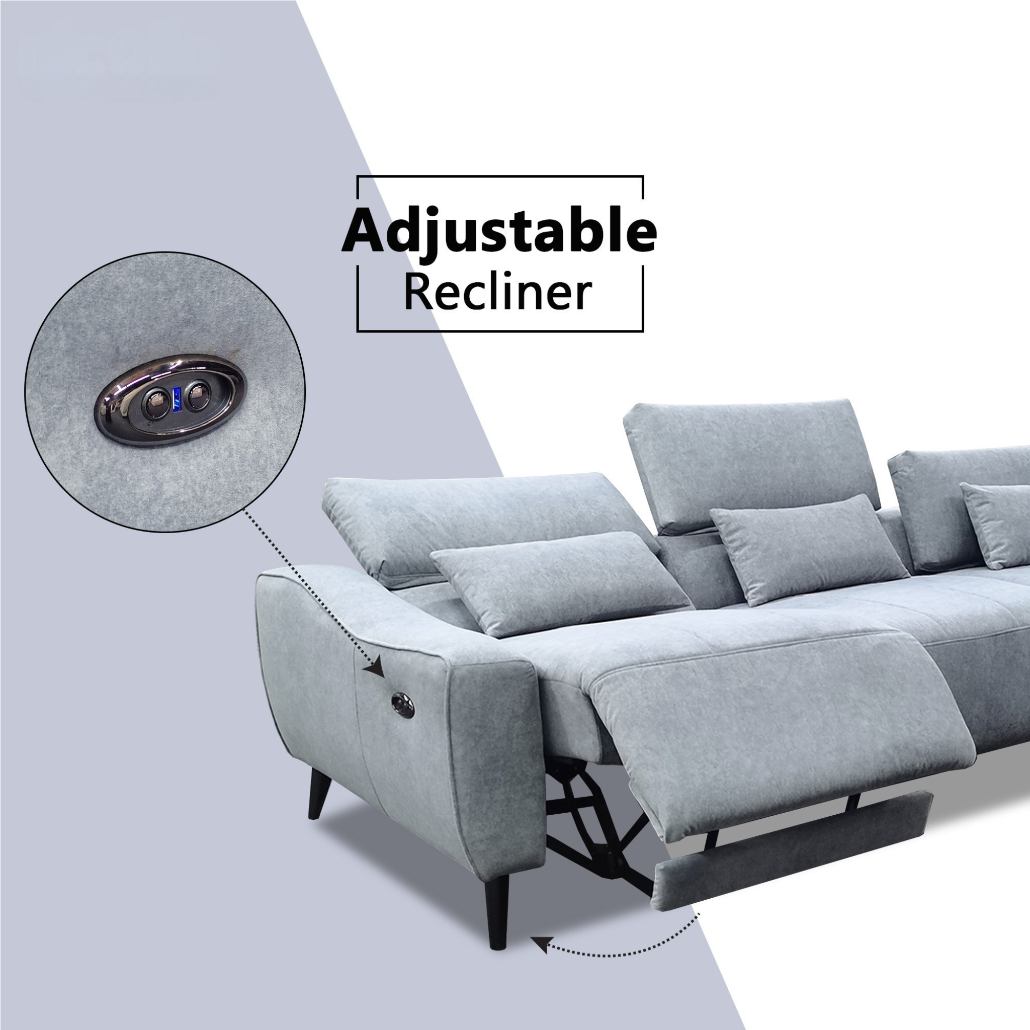 Farven Fabric Adjustable Backrest Recliner Sofa (Pet Friendly & Easy Clean)