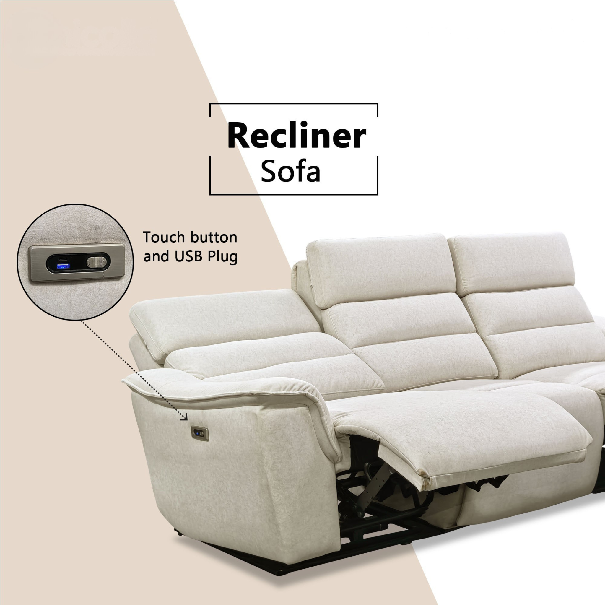 Avira Fabric Recliner Sofa (Pet Friendly & Easy Clean)