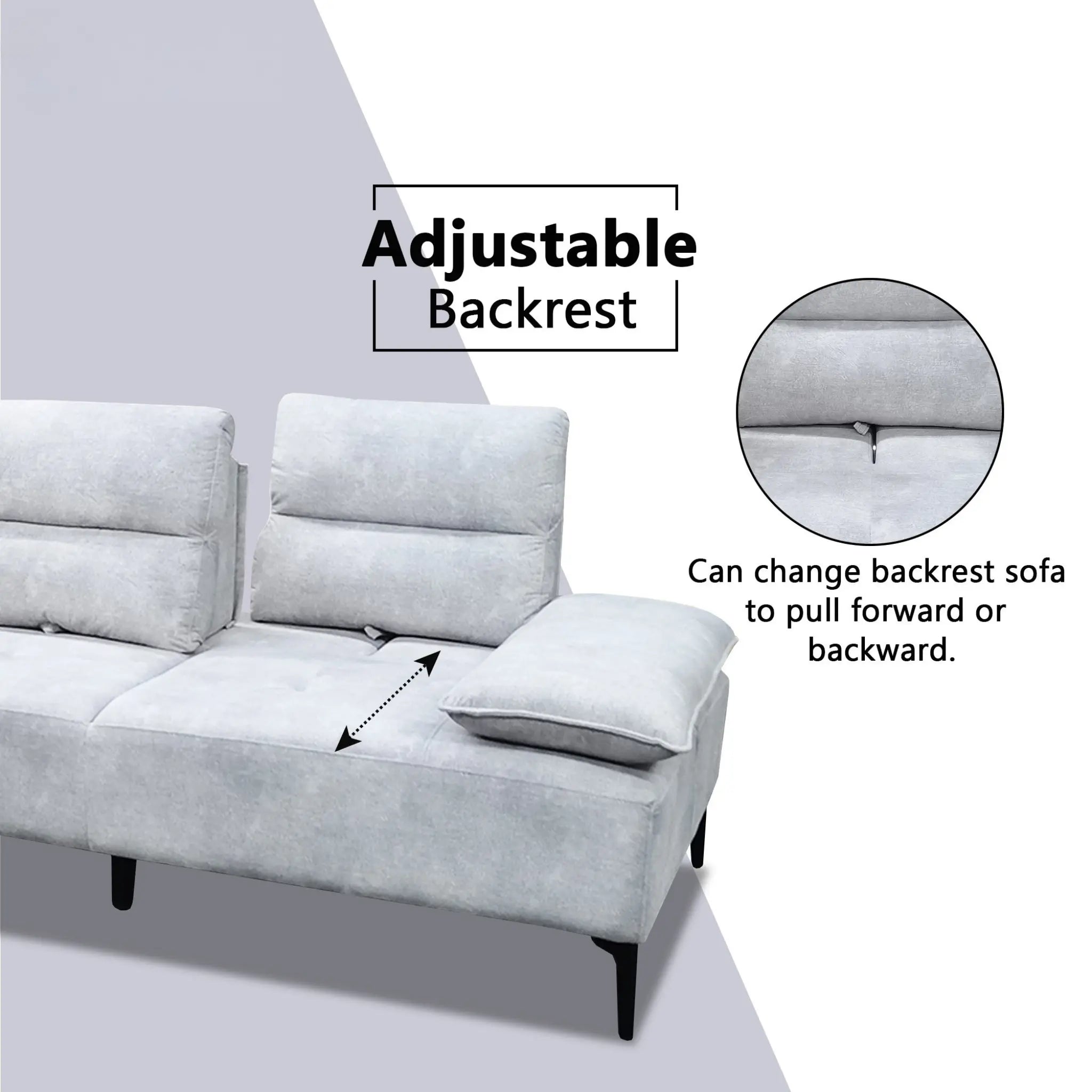 Korlin Fabric Adjustable Backrest & Armrest L-Shaped Sofa (Pet Friendly & Easy Clean) KH
