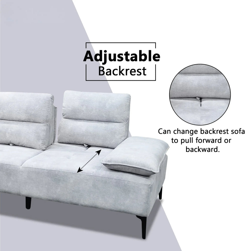 Korlin Fabric Adjustable Backrest & Armrest L-Shaped Sofa (Pet Friendly & Easy Clean) KH