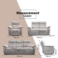 Xyvon Fabric Recliner Sofa (Pet Friendly & Easy Clean)