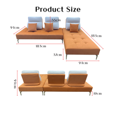 Cherry Fabric Adjustable Backrest Corner Sofa (Pet Friendly & Easy Clean) KH