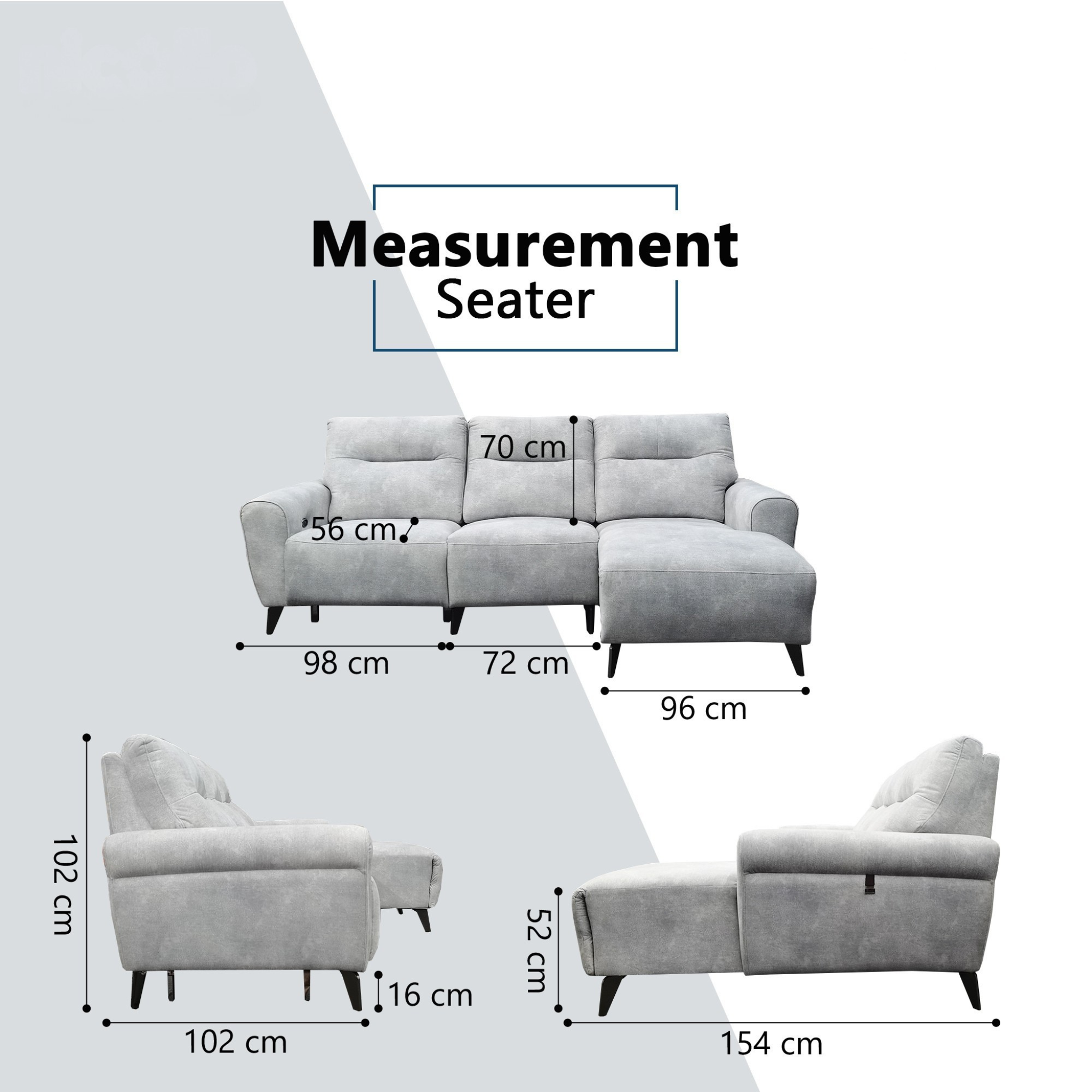 Hadris Fabric Recliner L-Shaped Sofa (Pet Friendly & Easy Clean)