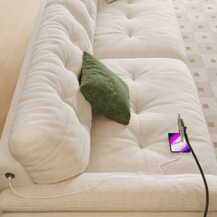 Mochi Chenille Fabric Sofa (Water Repellent, USB Charger)