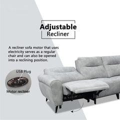 Hadris Fabric Recliner L-Shaped Sofa (Pet Friendly & Easy Clean)