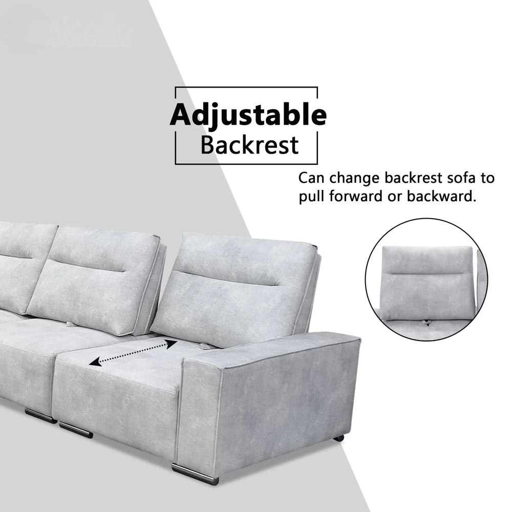 Lysten Fabric Adjustable Backrest Corner Sofa (Sectional) (Pet Friendly & Easy Clean) KH