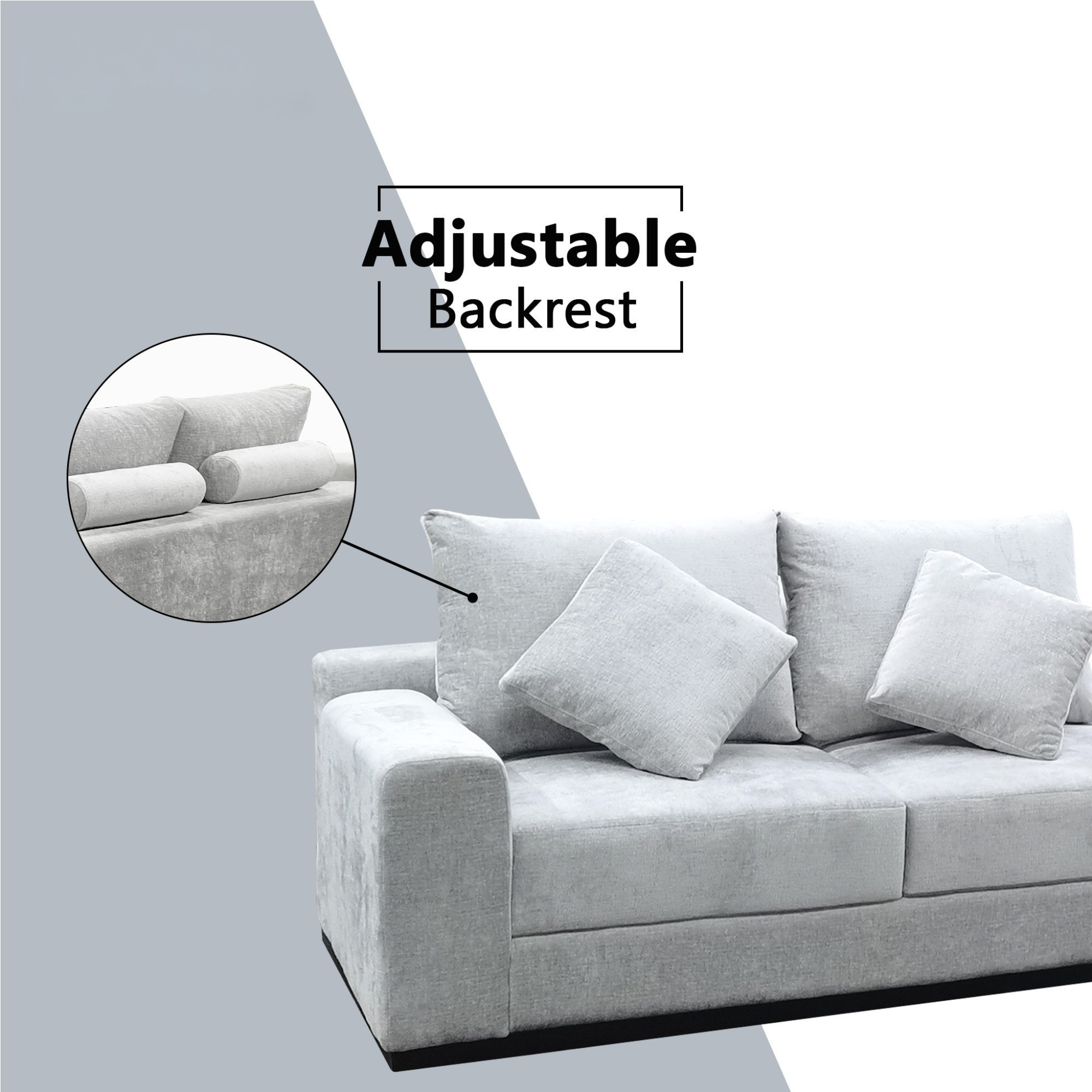 Yarven Fabric Adjustable Backrest L-Shaped Sofa (Sectional) (Pet Friendly & Easy Clean)