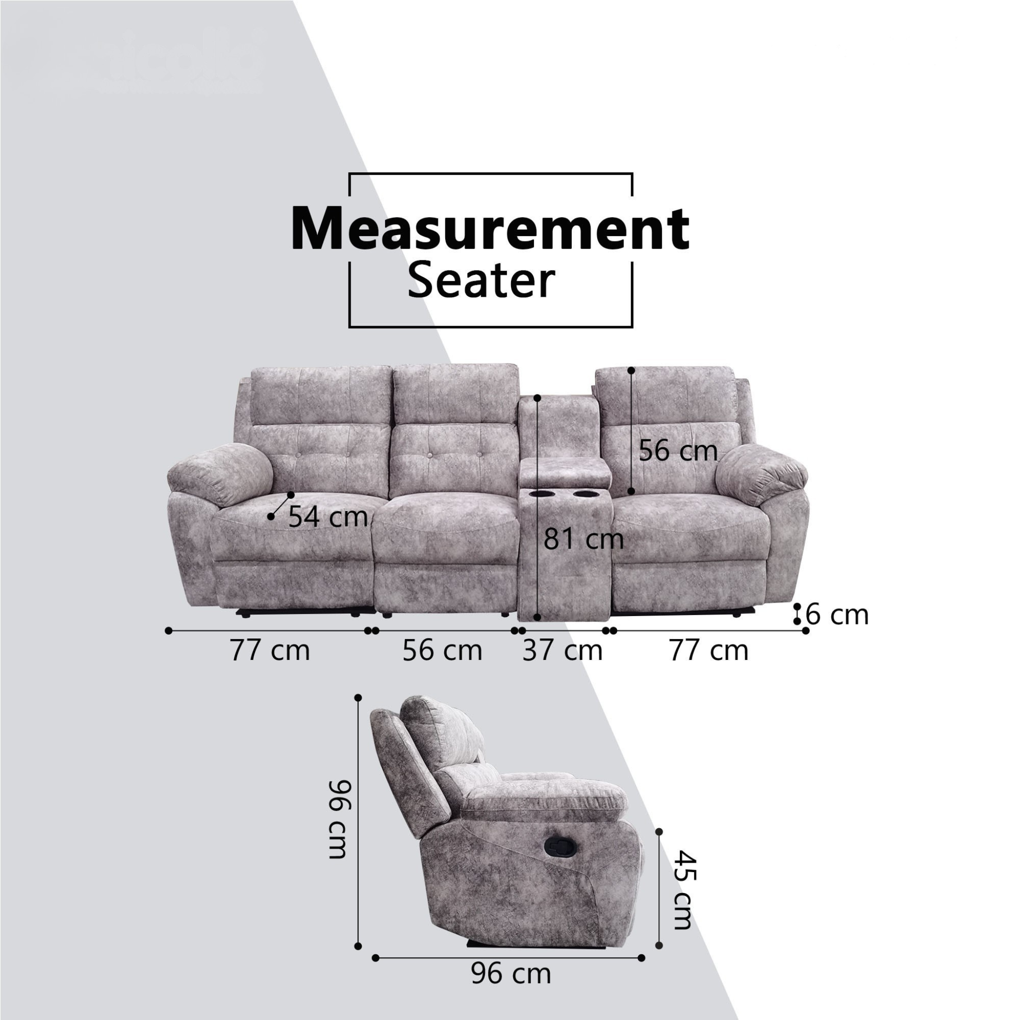 Soral Fabric Recliner Sofa (Pet Friendly & Easy Clean)