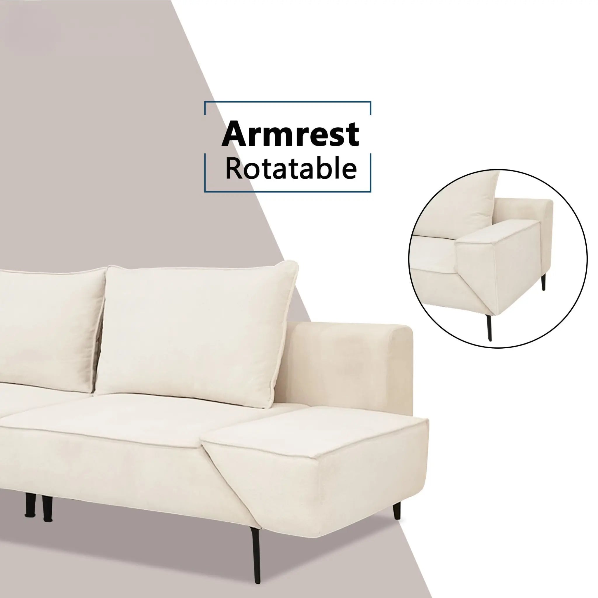 Marblen Fabric Rotatable Armrest Sofa (Pet Friendly & Easy Clean) KH