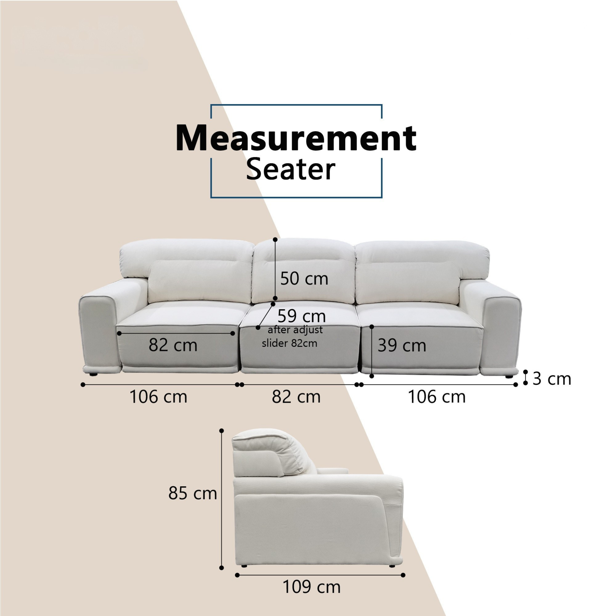 Arvenor Fabric Slider Sofa (Pet Friendly & Easy Clean)