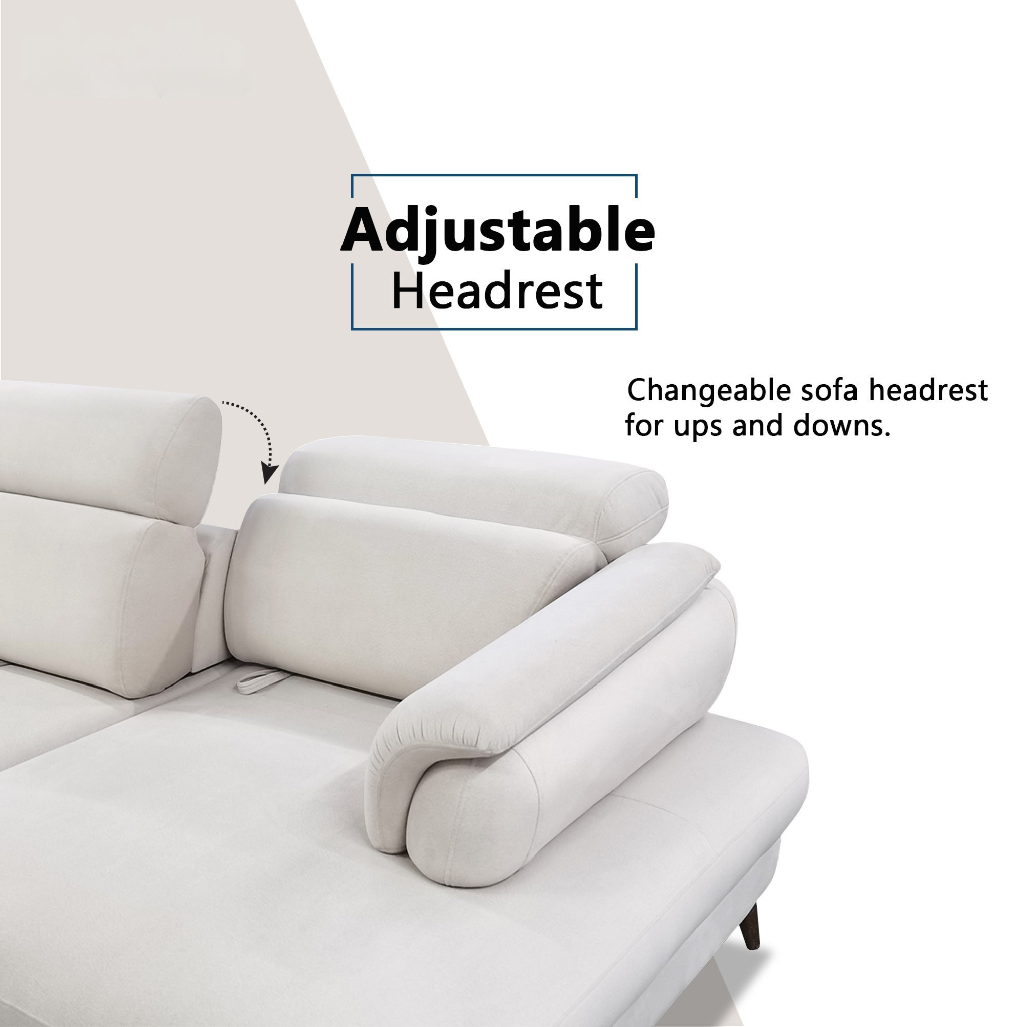 Lymor Fabric Adjustable Backrest & Headrest Sofa