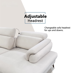 Lymor Fabric Adjustable Backrest & Headrest Sofa