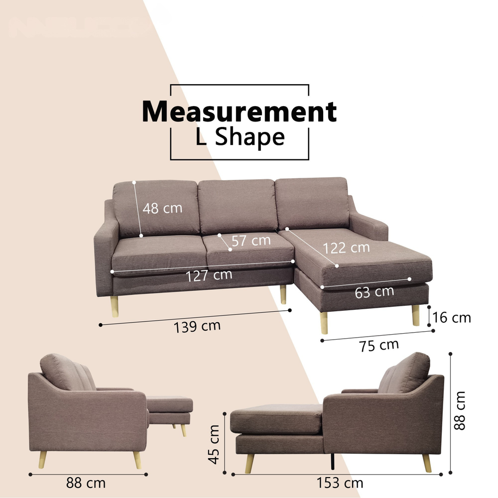 Orlinor Fabric L-Shaped Sofa (Pet Friendly & Easy Clean) KH