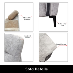 Enoa Genuine Leather Adjustable Headrest Sofa