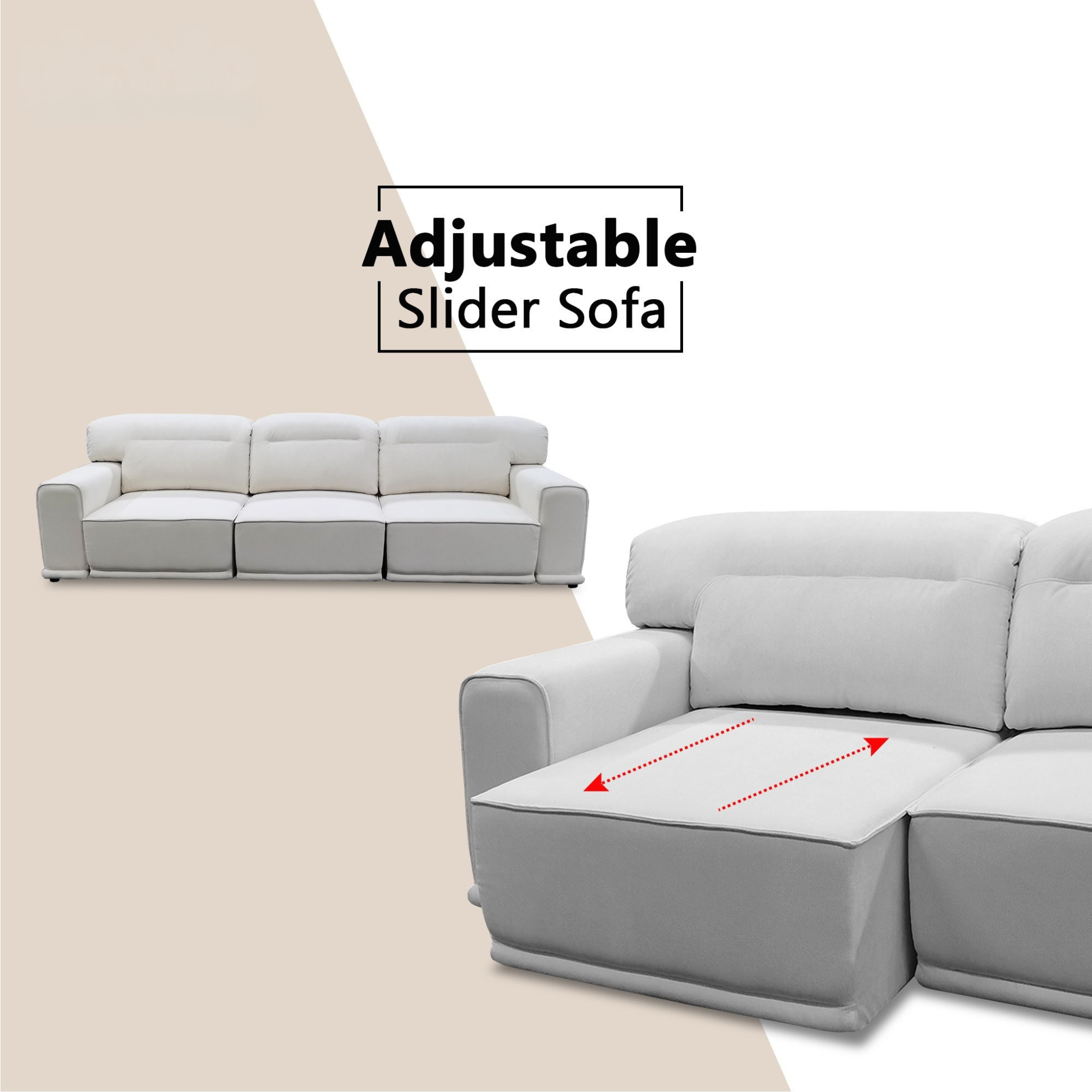 Arvenor Fabric Slider Sofa (Pet Friendly & Easy Clean)