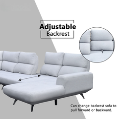 Nyros Fabric Adjustable Backrest L-Shaped Corner Sofa (Sectional) (Pet Friendly & Easy Clean)