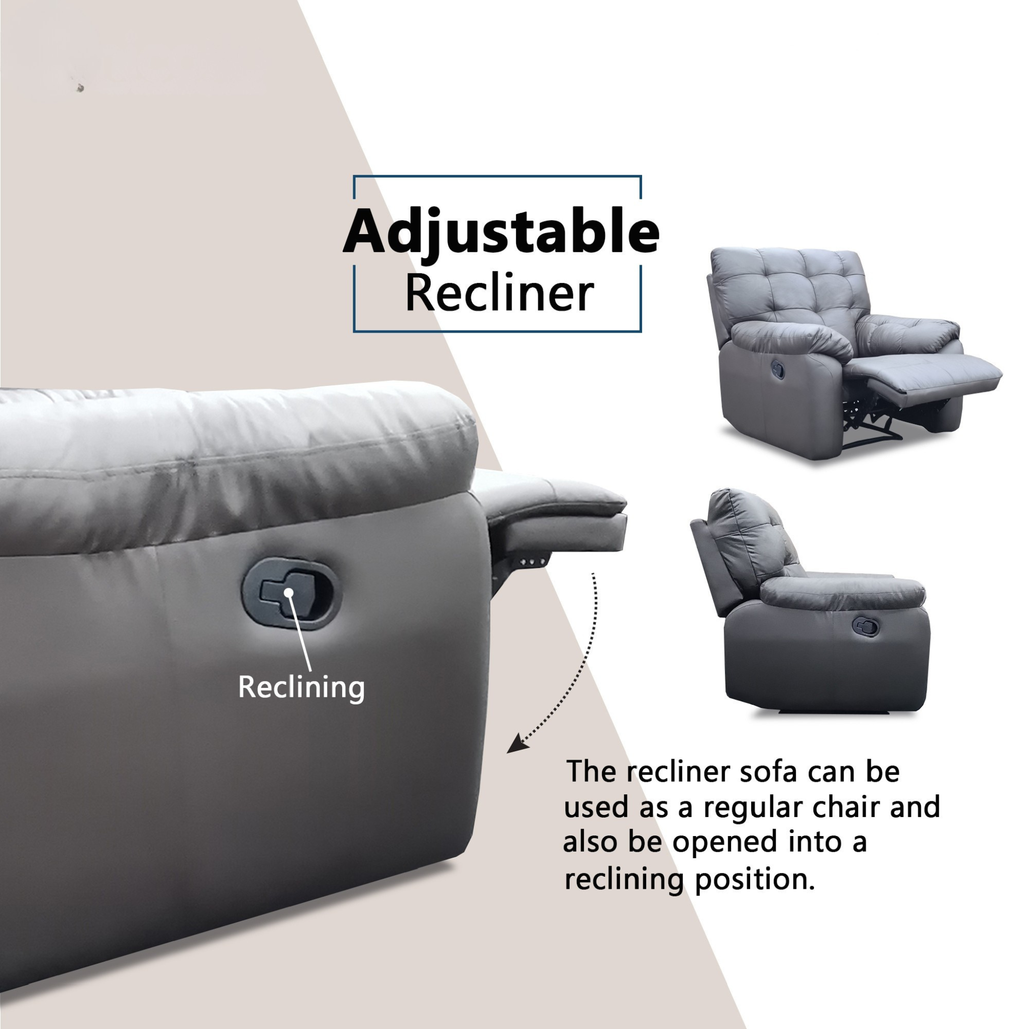 Elros Genuine Leather Recliner Sofa (Pet Friendly & Easy Clean)