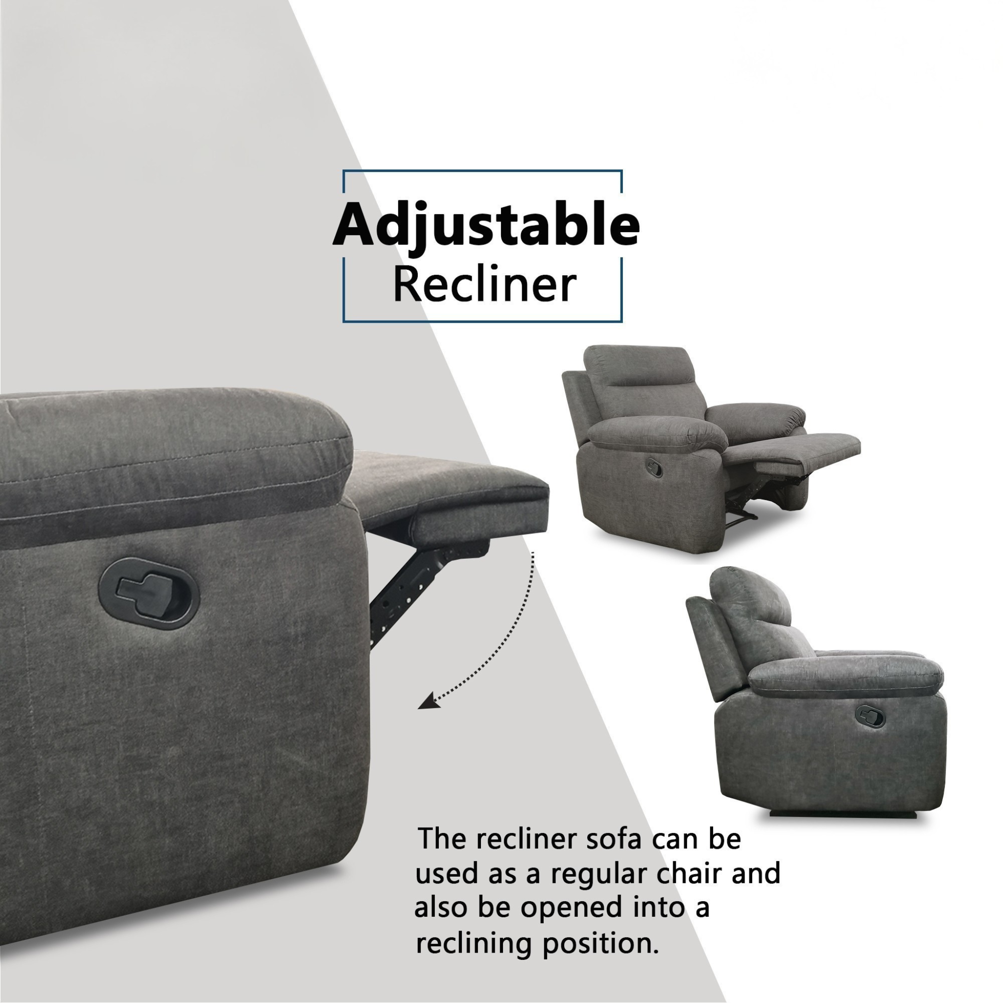 Arvelo Fabric Recliner Sofa (Pet Friendly & Easy Clean)