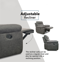 Arvelo Fabric Recliner Sofa (Pet Friendly & Easy Clean)