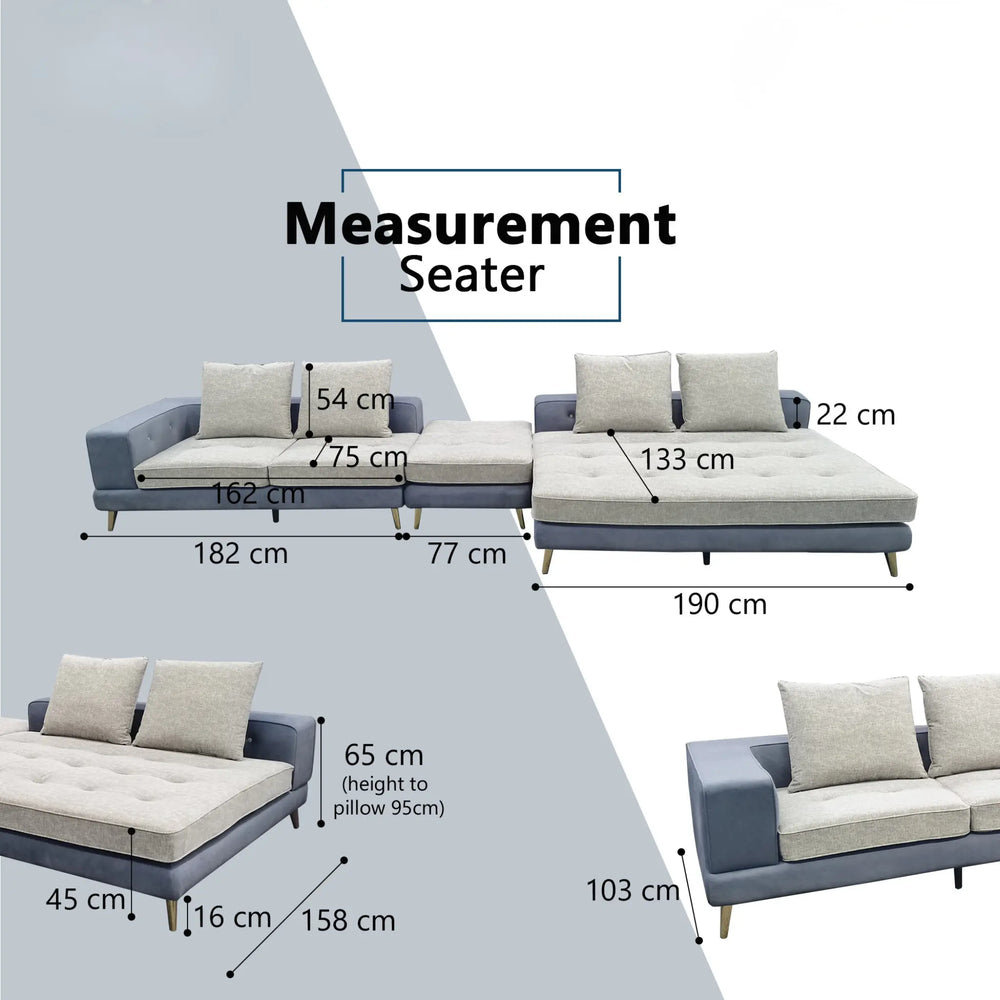 Prylen Fabric L-Shaped Sofa (Pet Friendly & Easy Clean) - Esteller