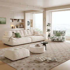 Mochi Chenille Fabric Sofa (Water Repellent, USB Charger)