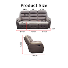Rystel Genuine Leather Recliner Sofa