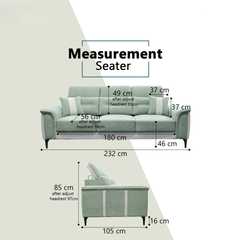Pebblis Fabric Adjustable Headrest Slider Sofa (Pet Friendly & Easy Clean)