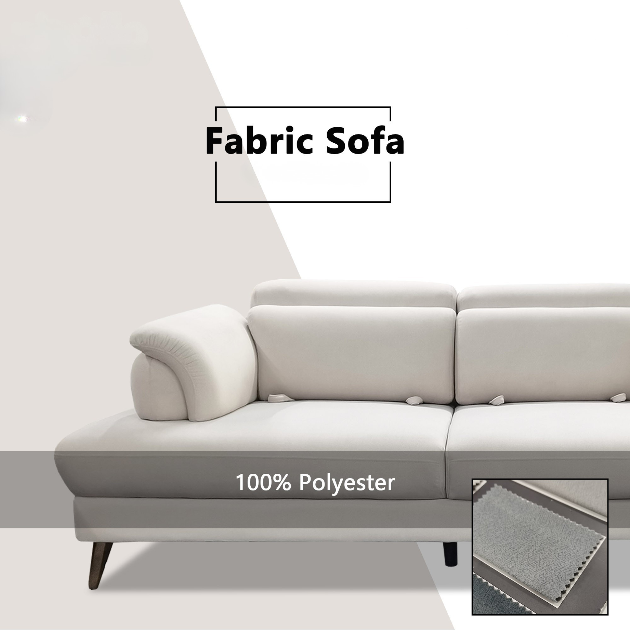 Lymor Fabric Adjustable Backrest & Headrest Sofa