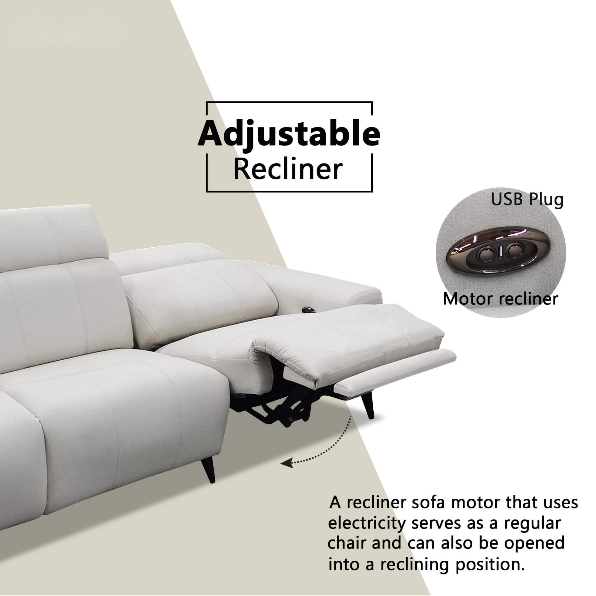 Havos Fabric Recliner Sofa (Pet Friendly & Easy Clean)