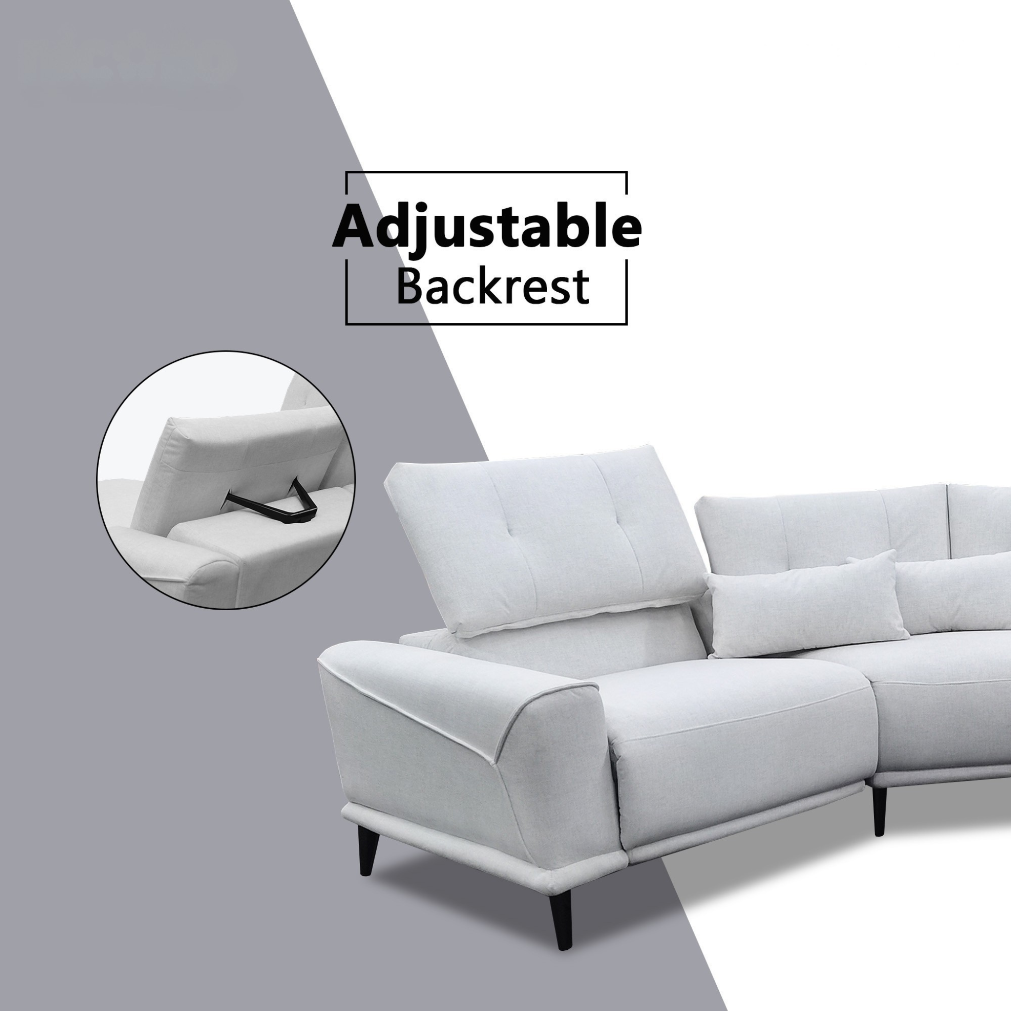 Nestor Fabric Adjustable Headrest Recliner Corner Sofa (Pet Friendly & Easy Clean)