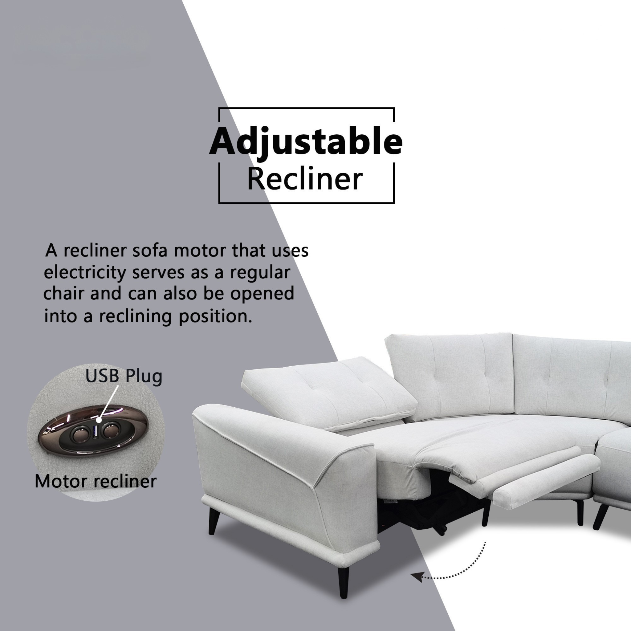 Nestor Fabric Adjustable Headrest Recliner Corner Sofa (Pet Friendly & Easy Clean)