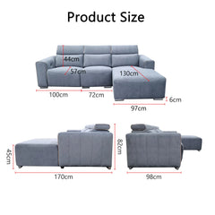 Orynth Fabric Adjustable Headrest Recliner L-Shaped Sofa (Pet Friendly & Easy Clean) - Esteller