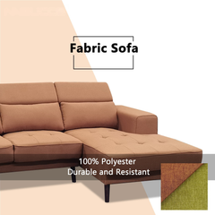 Moryn Fabric L-Shaped Adjustable Headrest Sofa (Pet Friendly & Easy Clean)