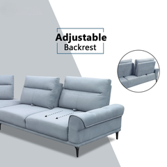 Burvon Fabric Adjustable Backrest Corner Sofa (Pet Friendly & Easy Clean) KH