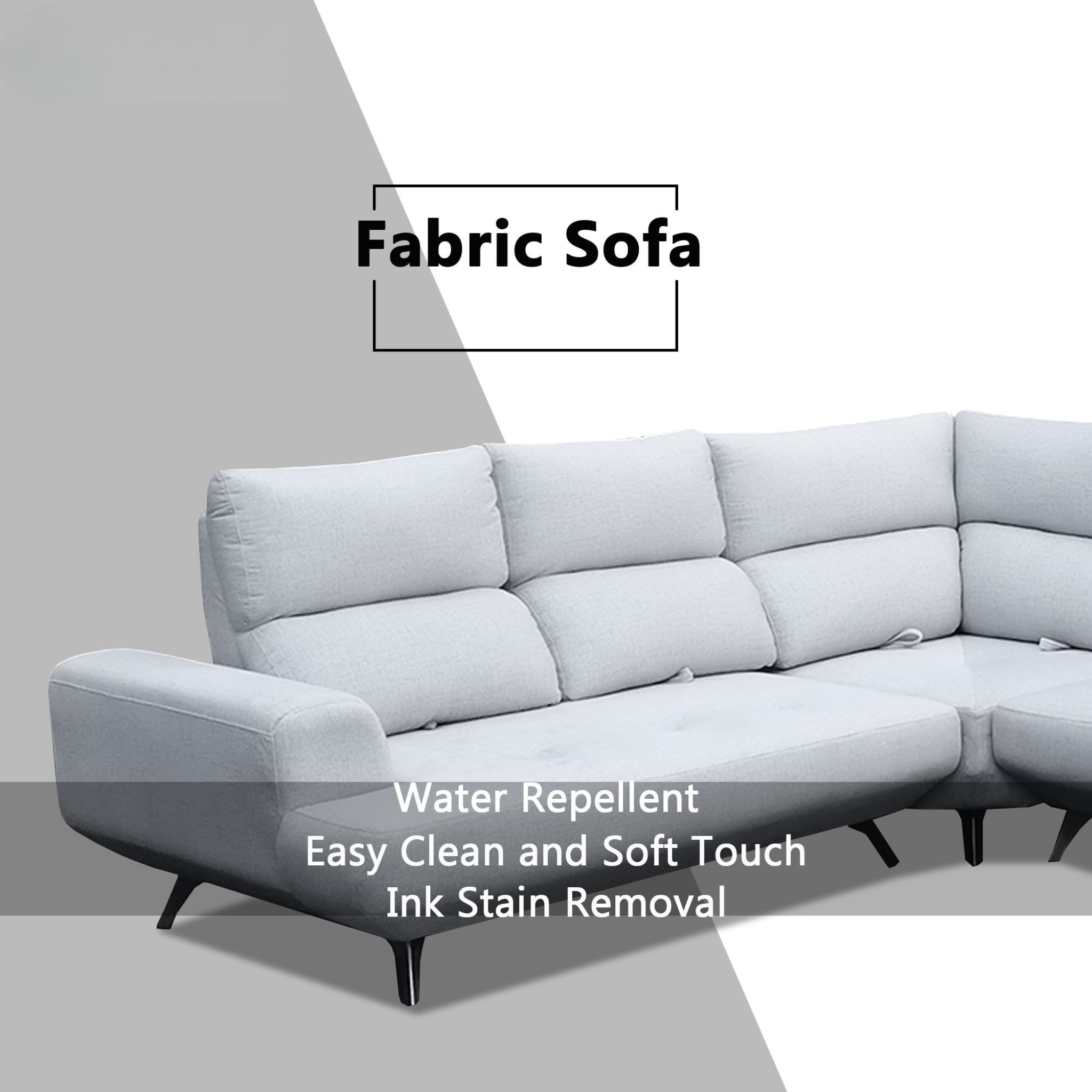 Nyros Fabric Adjustable Backrest L-Shaped Corner Sofa (Sectional) (Pet Friendly & Easy Clean)