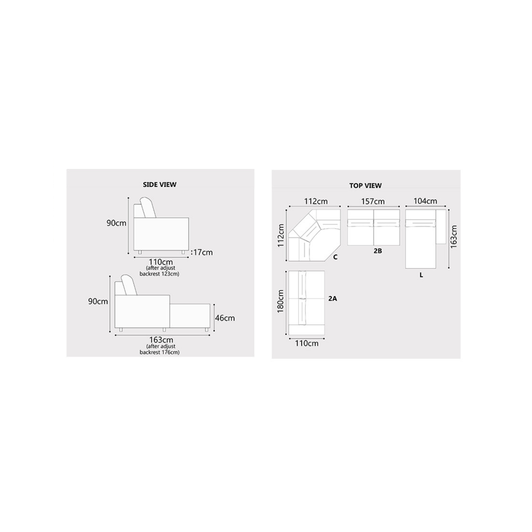 Gavon Fabric Adjustable Backrest L-Shaped Corner Sofa (Pet Friendly & Easy Clean)