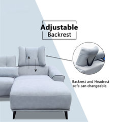 Nestor Fabric Adjustable Backrest & Headrest Recliner L-Shaped Sofa (Pet Friendly & Easy Clean)